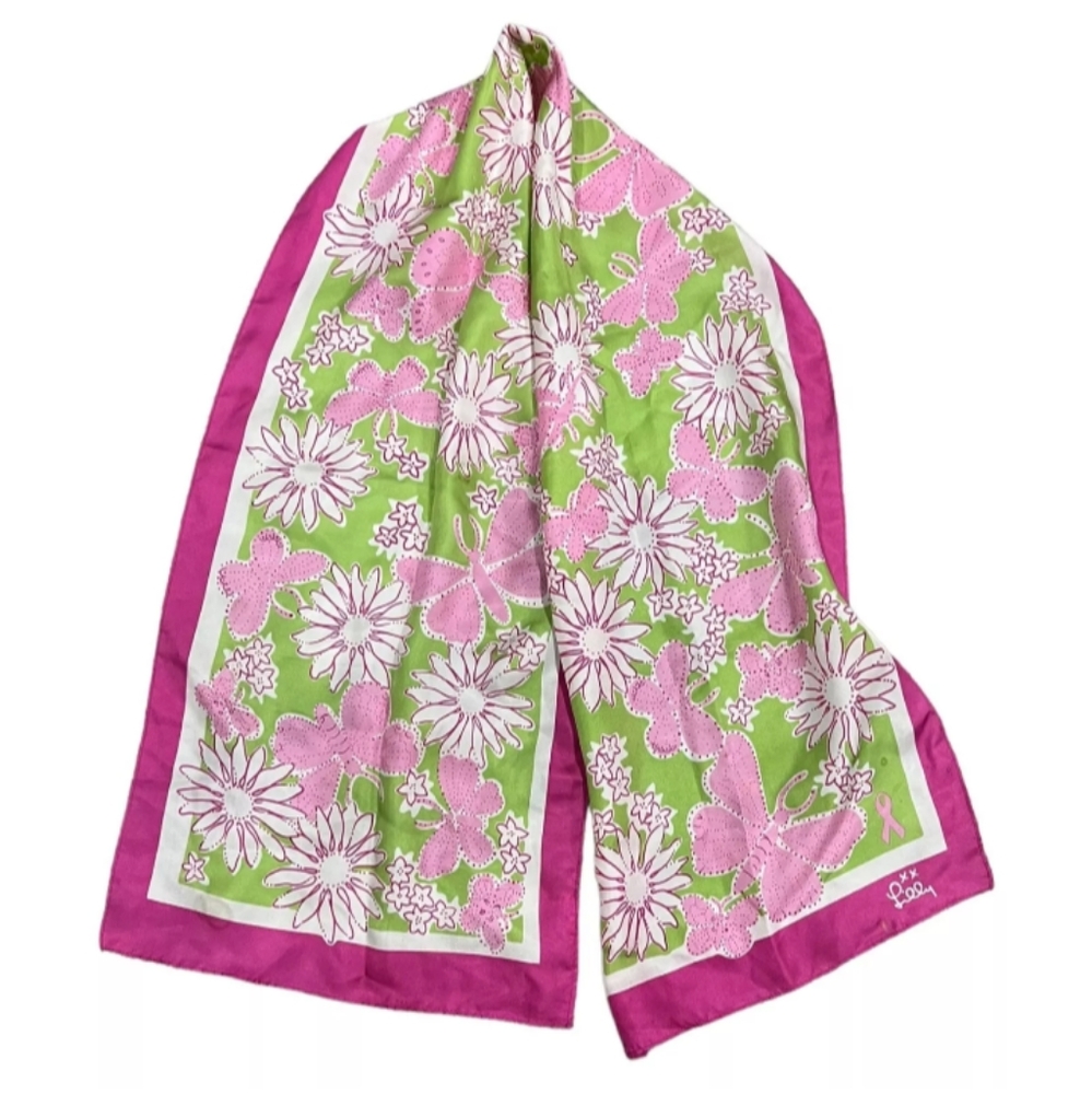Lilly Pulitzer Ford Cancer Awareness Silk Pink Scarf